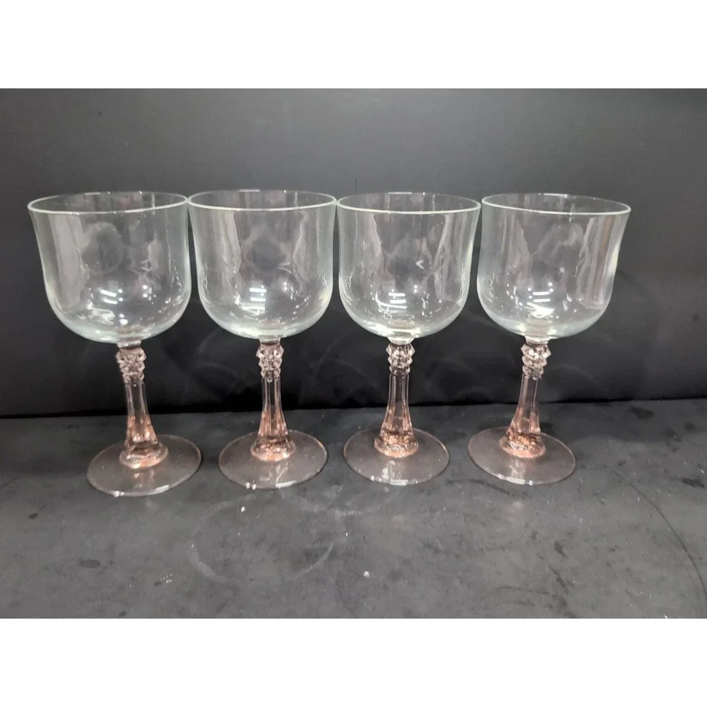 Cristal D'Arques Durand Blush Pink Wine Glasses,‎ Set of 4, Stemware, Drinkware